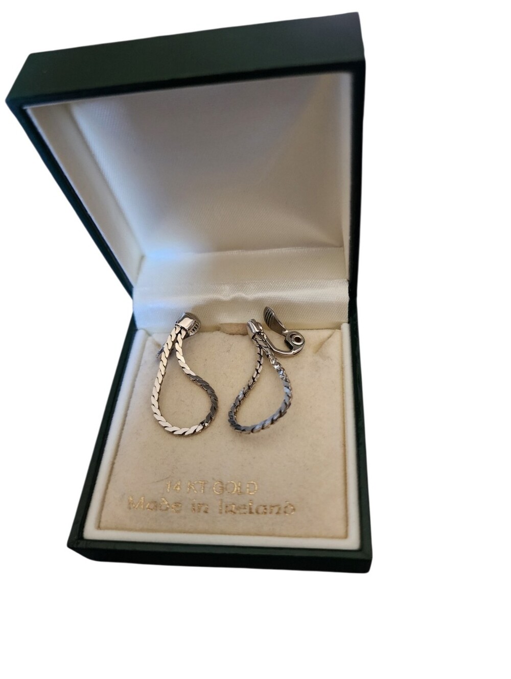 Vintage Silver Monet Clip On "S" Chain Earrings Signed EUC!